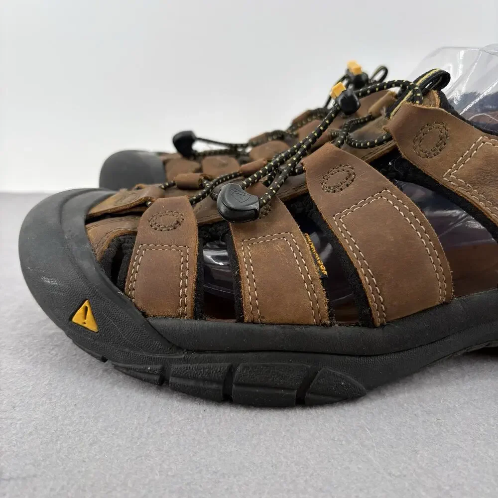 KEEN Newport Bison Brown Leather Waterproof Hiking Sandals Mens Sz 12.5 1001870